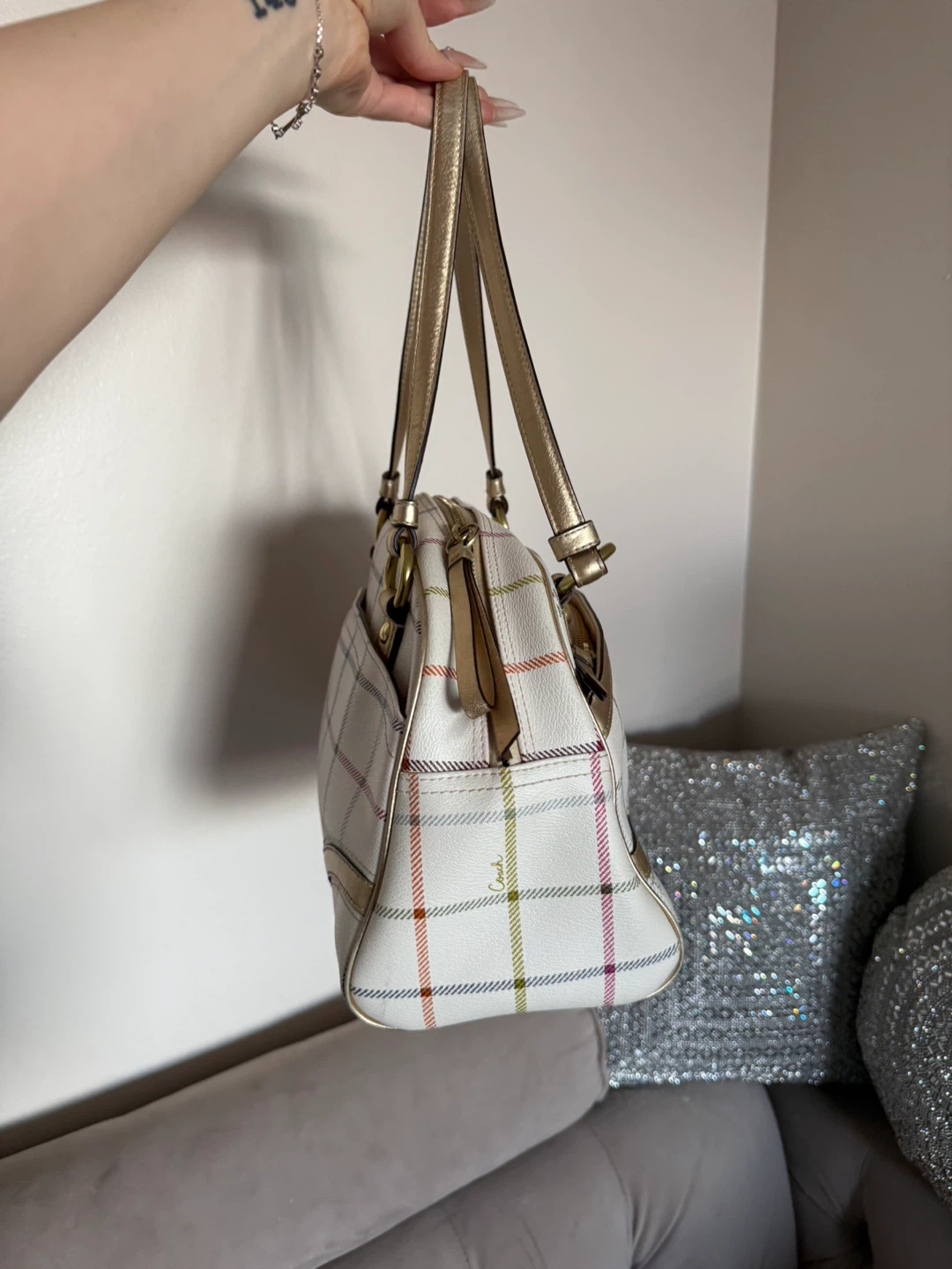 Coach White Plaid Handbag - photo 3