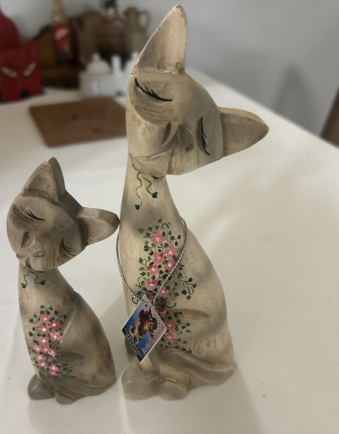 Arts Colonial Cat Wood Carvings
