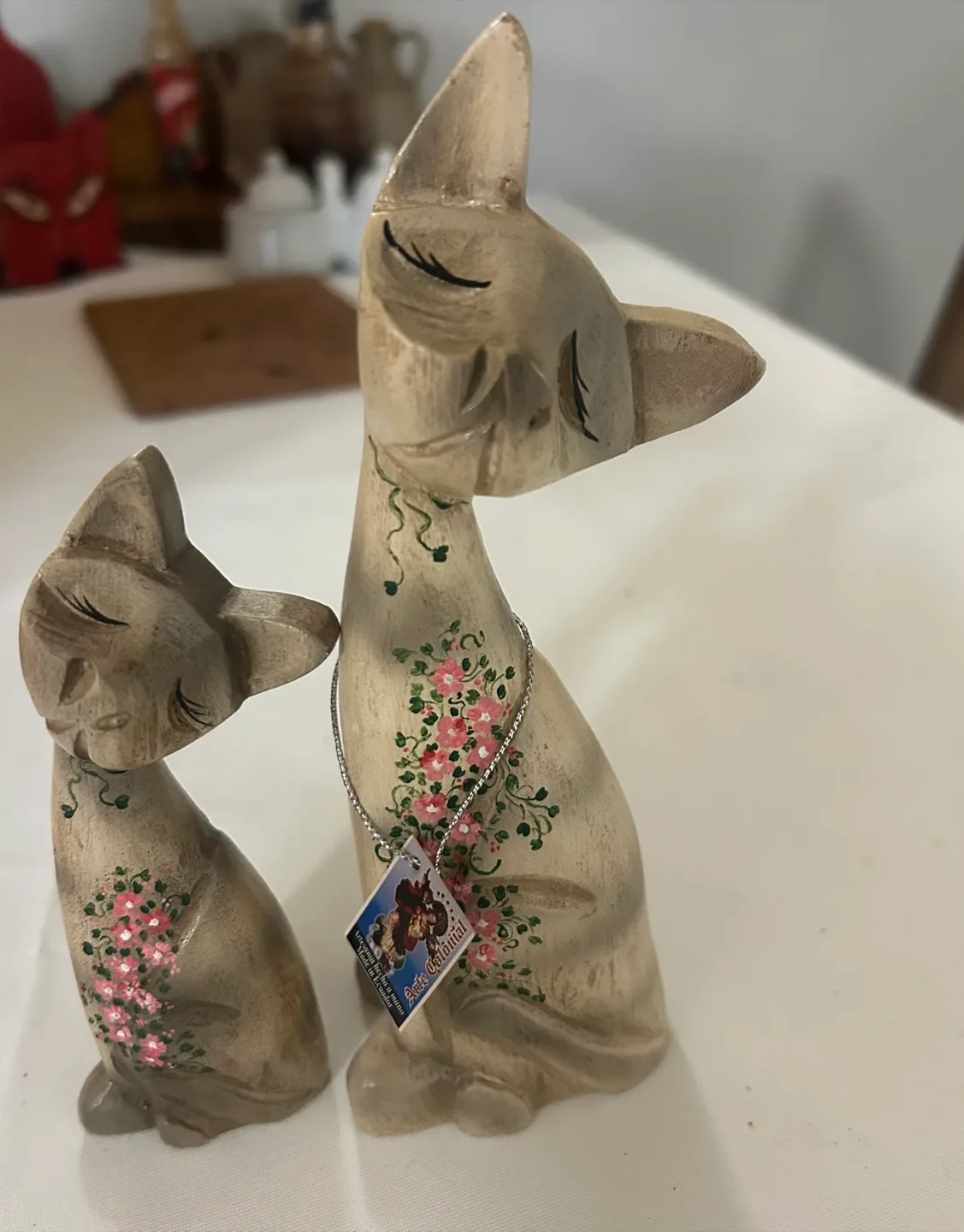 Arts Colonial Cat Wood Carvings