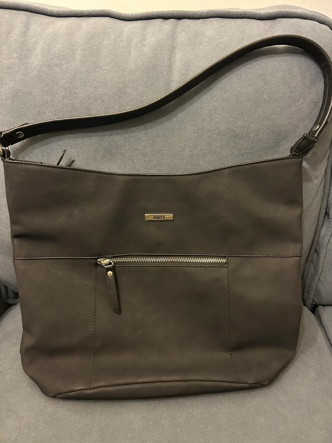 Roots Black Leather Shoulder Bag