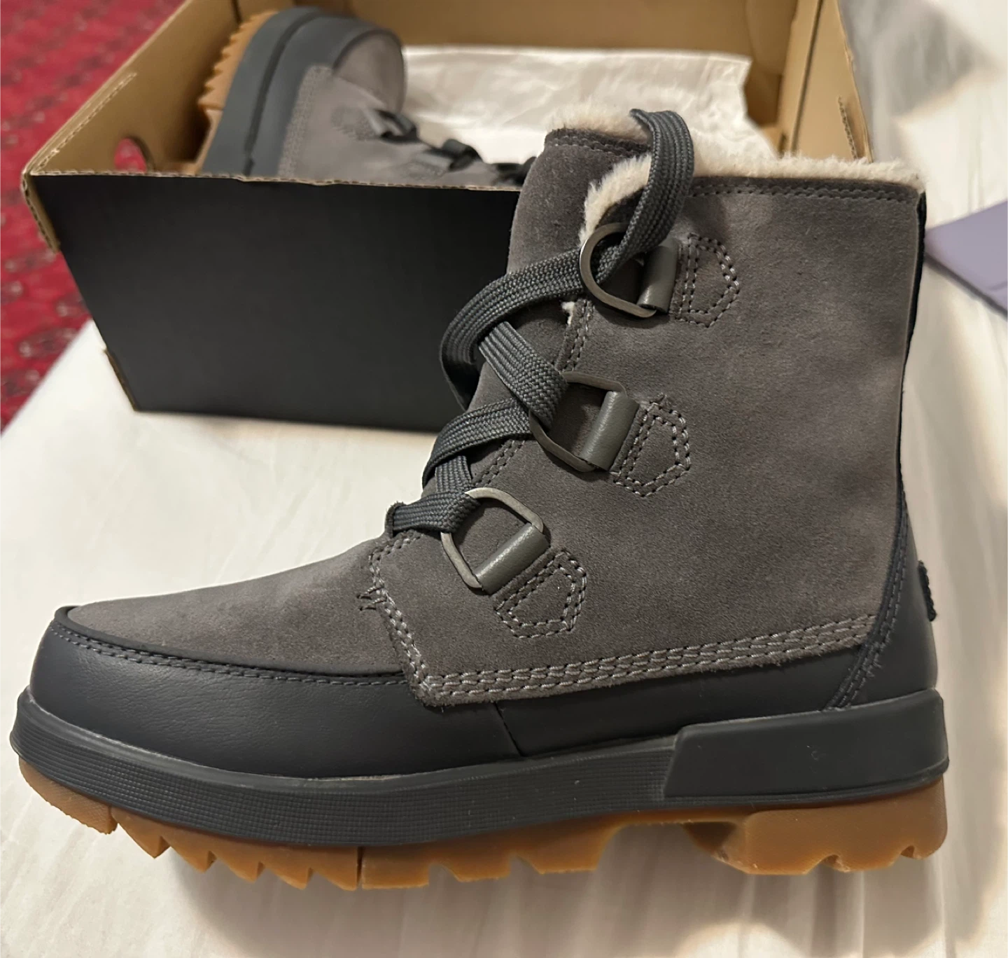 Sorel Explorer Joan Grey Boots - Size 8