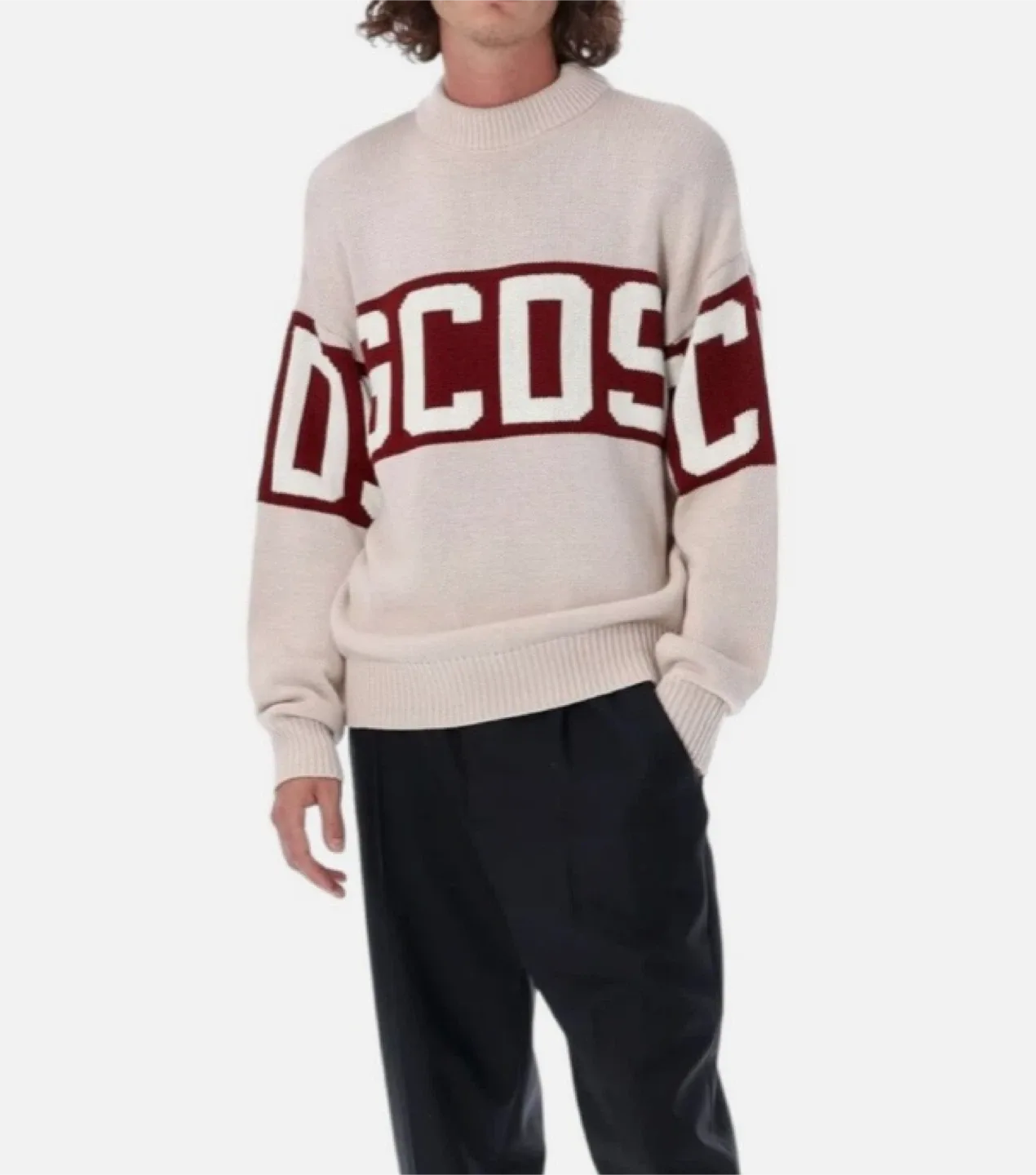 New GCDS Band Logo Sweater - White, XL