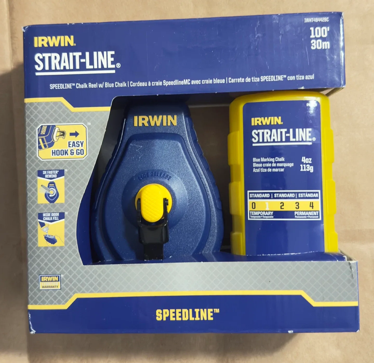 Irwin Strait-Line Speedline Chalk Reel w/ Blue Chalk - NEW