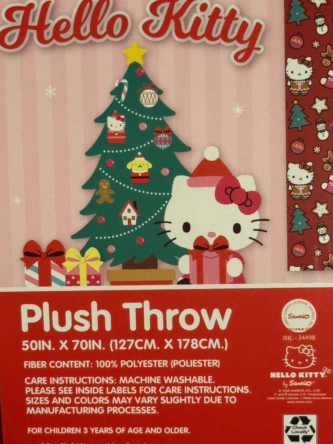 Hello Kitty Christmas Plush Throw Blanket - photo 2