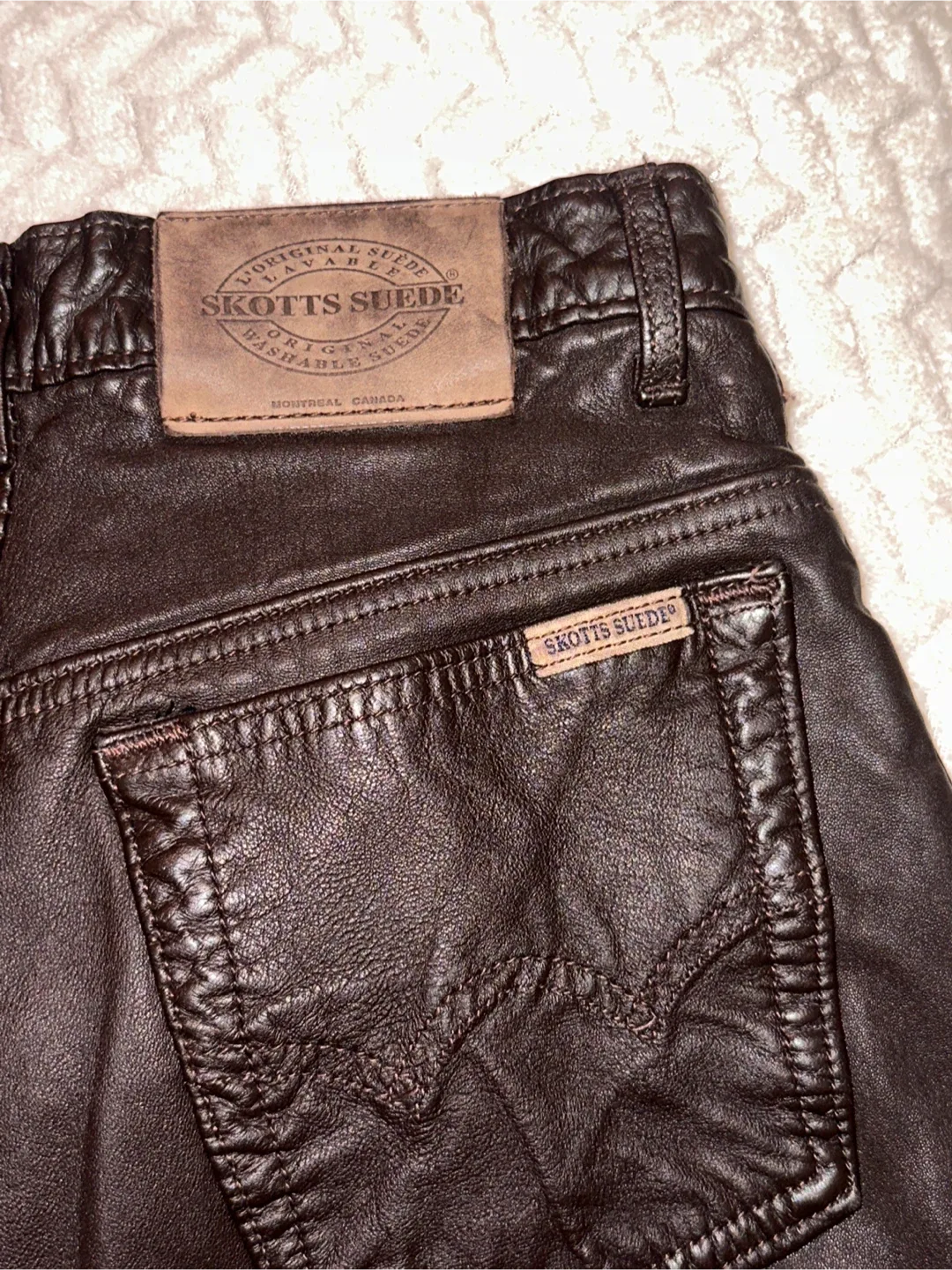 Skotts Suede Leather Pants Brown