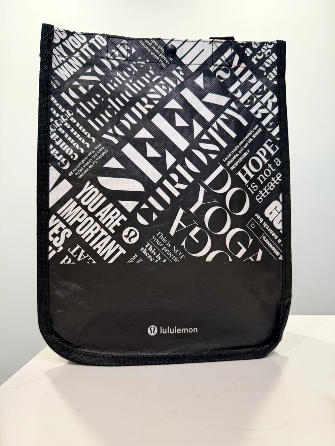 Lululemon Black & White Graphic Tote Bag