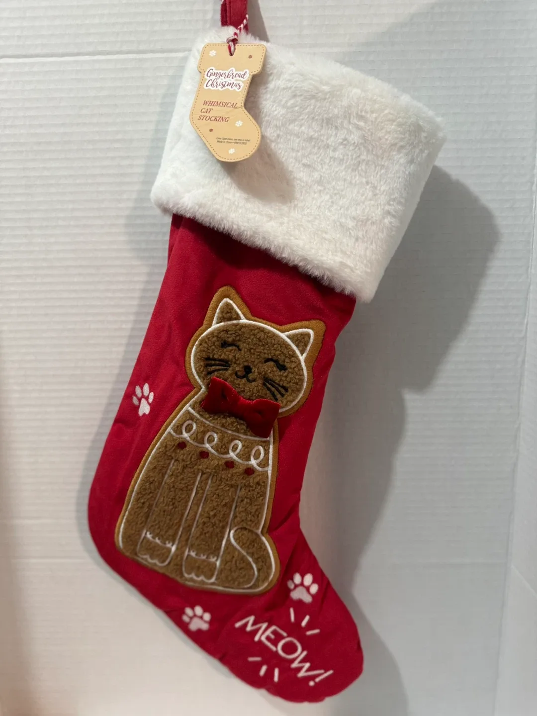 Gingerbread Christmas Whimsical Cat Stocking