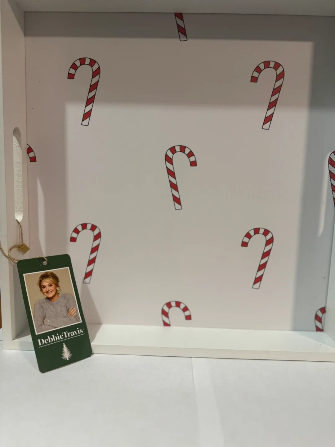 Debbie Travis Candy Cane Tray - 13" x 13"