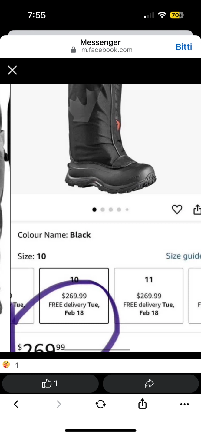 Baffin Black Boots Size 10