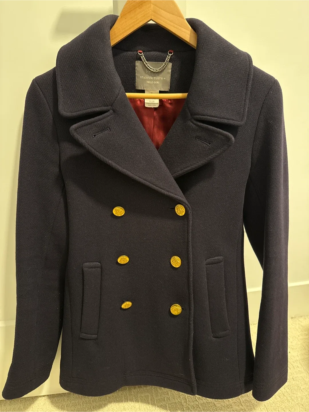 J Crew - Stadium Cloth Hello Gori Navy Peacoat Size 6