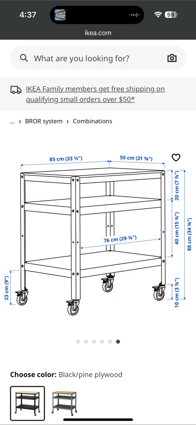 IKEA BROR Utility Cart - Black/Pine Plywood - photo 3