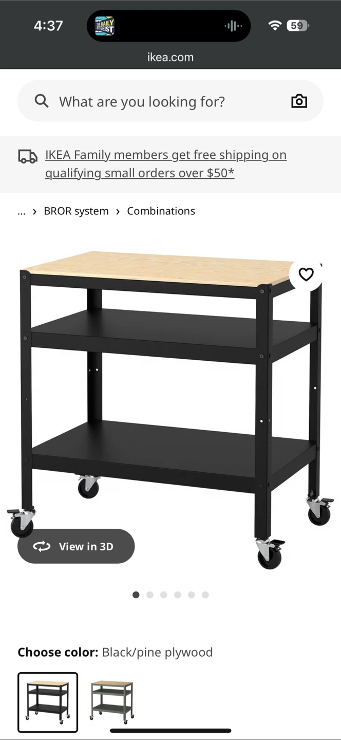 IKEA BROR Utility Cart - Black/Pine Plywood - photo 2