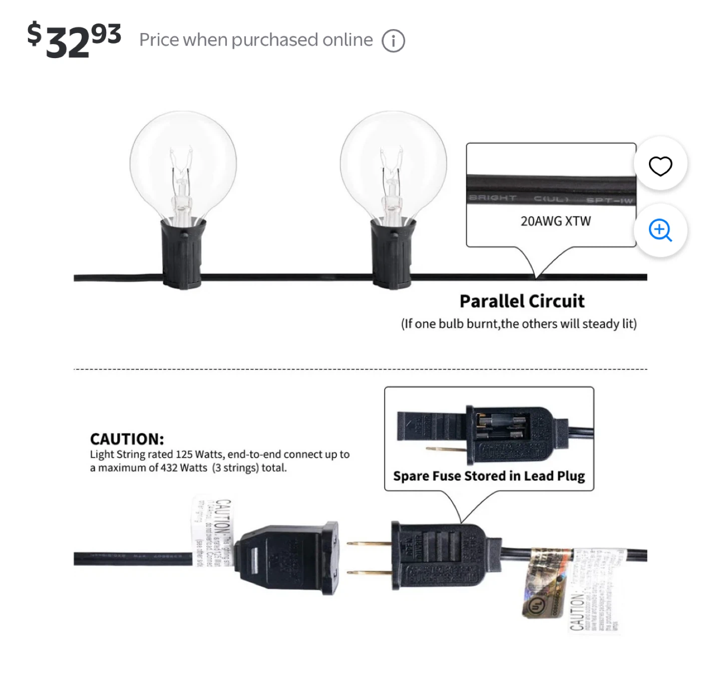 Indoor and Outdoor LED String Lights, 7.5M with 25 Bulbs - photo 4