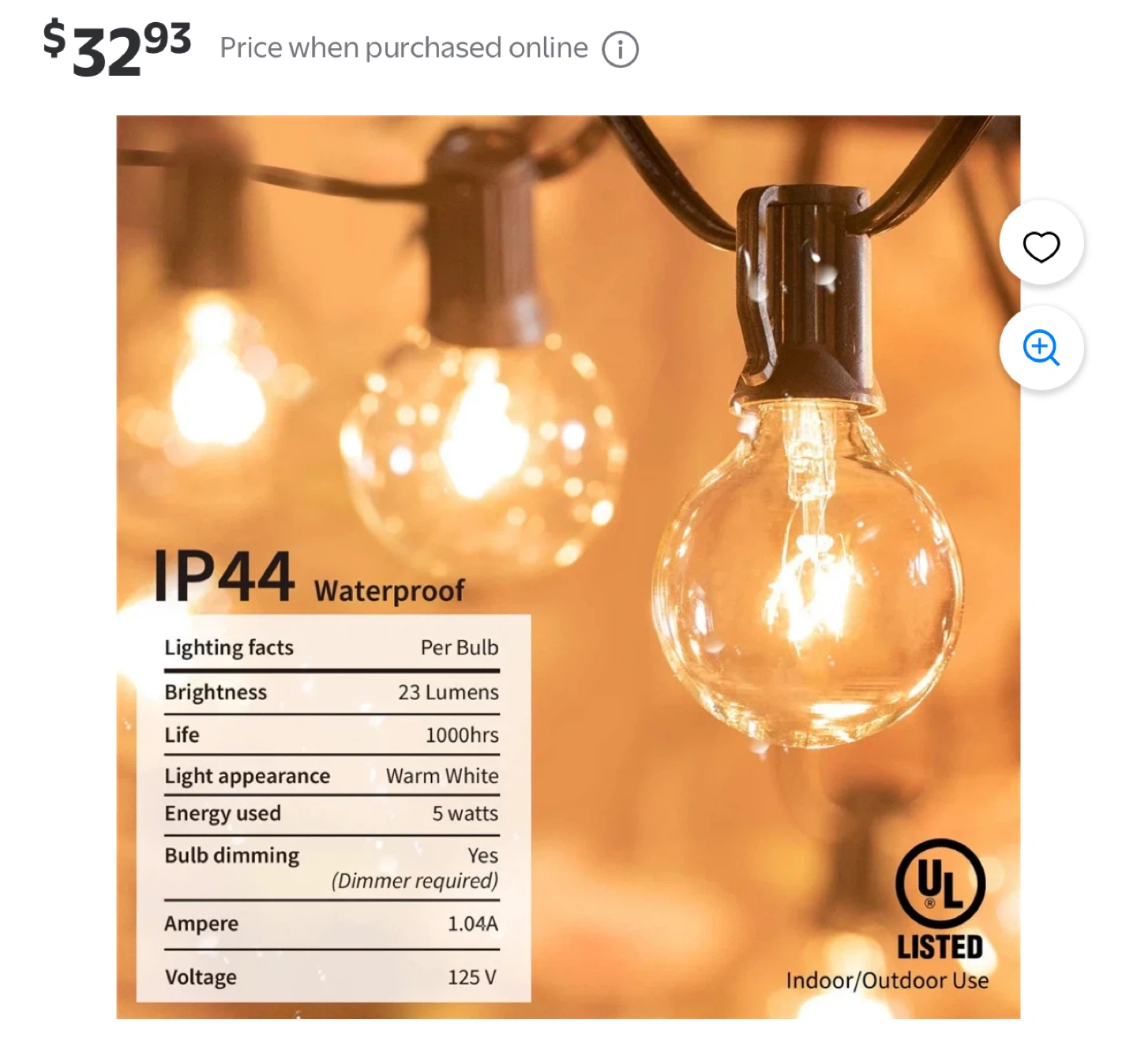 Indoor and Outdoor LED String Lights, 7.5M with 25 Bulbs - photo 5