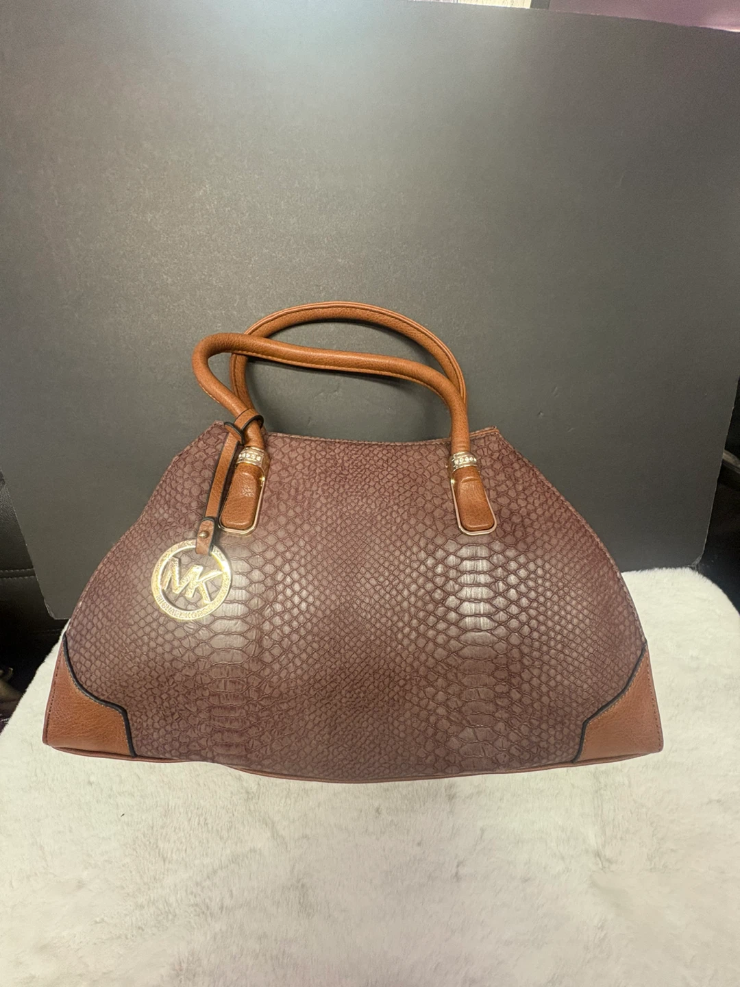 Michael Kors Snakeskin Brown Tote Bag