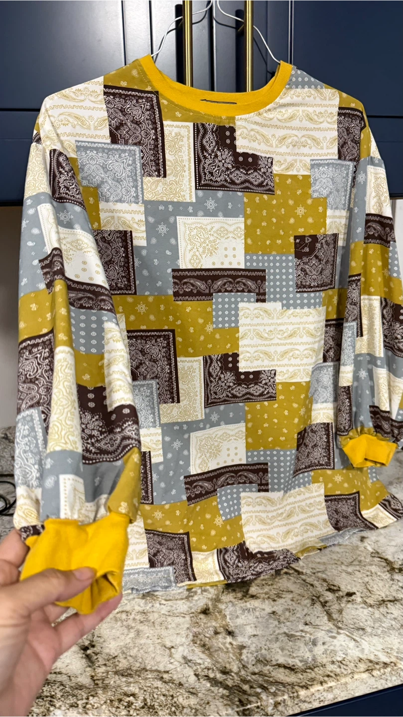Yusaka Patchwork Long Sleeve Top Size M - photo 3