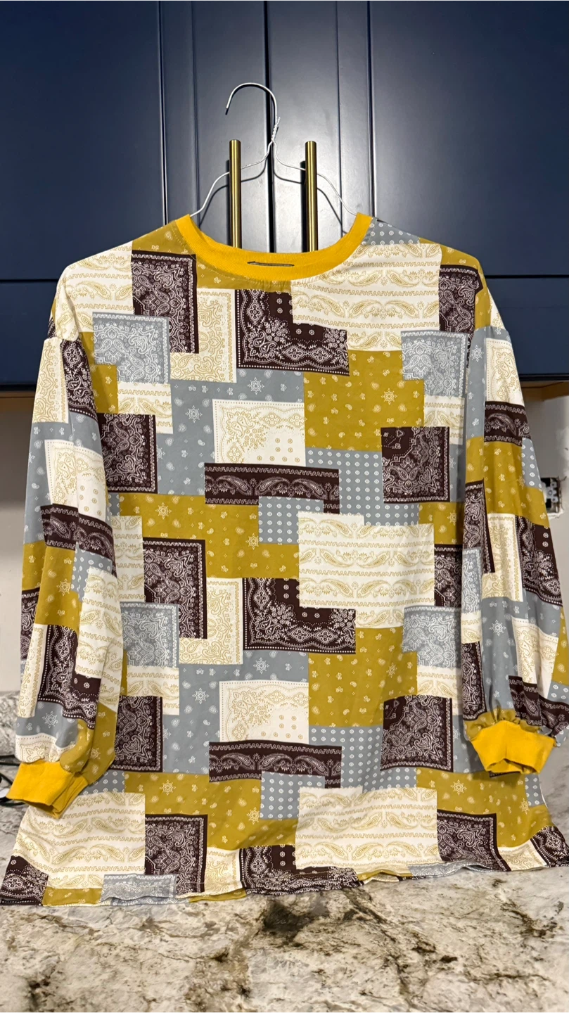 Yusaka Patchwork Long Sleeve Top Size M
