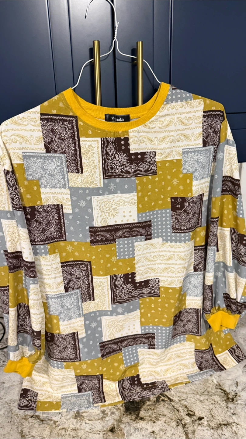 Yusaka Patchwork Long Sleeve Top Size M - photo 2
