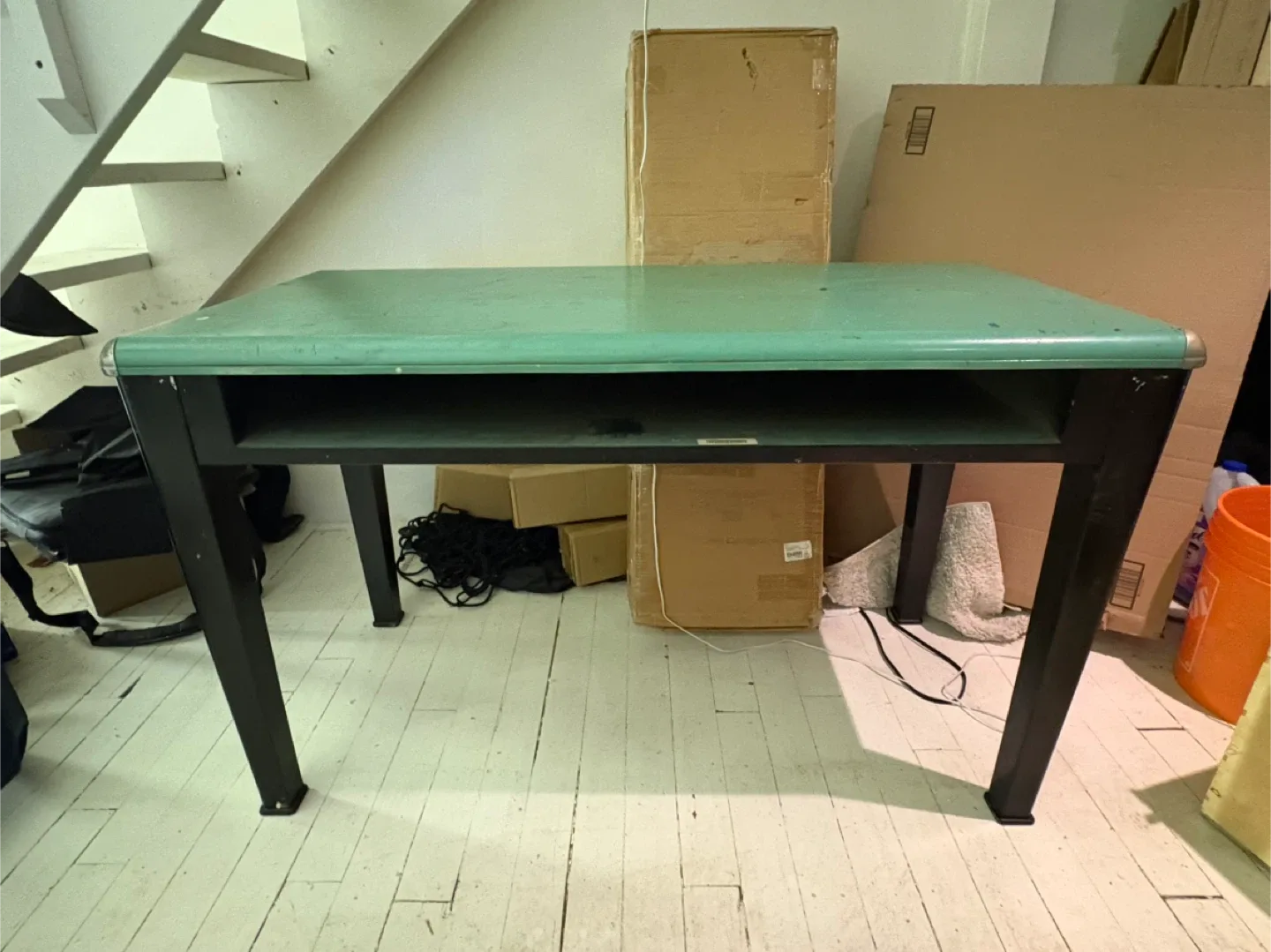 Vintage Green & Black Drafting Table