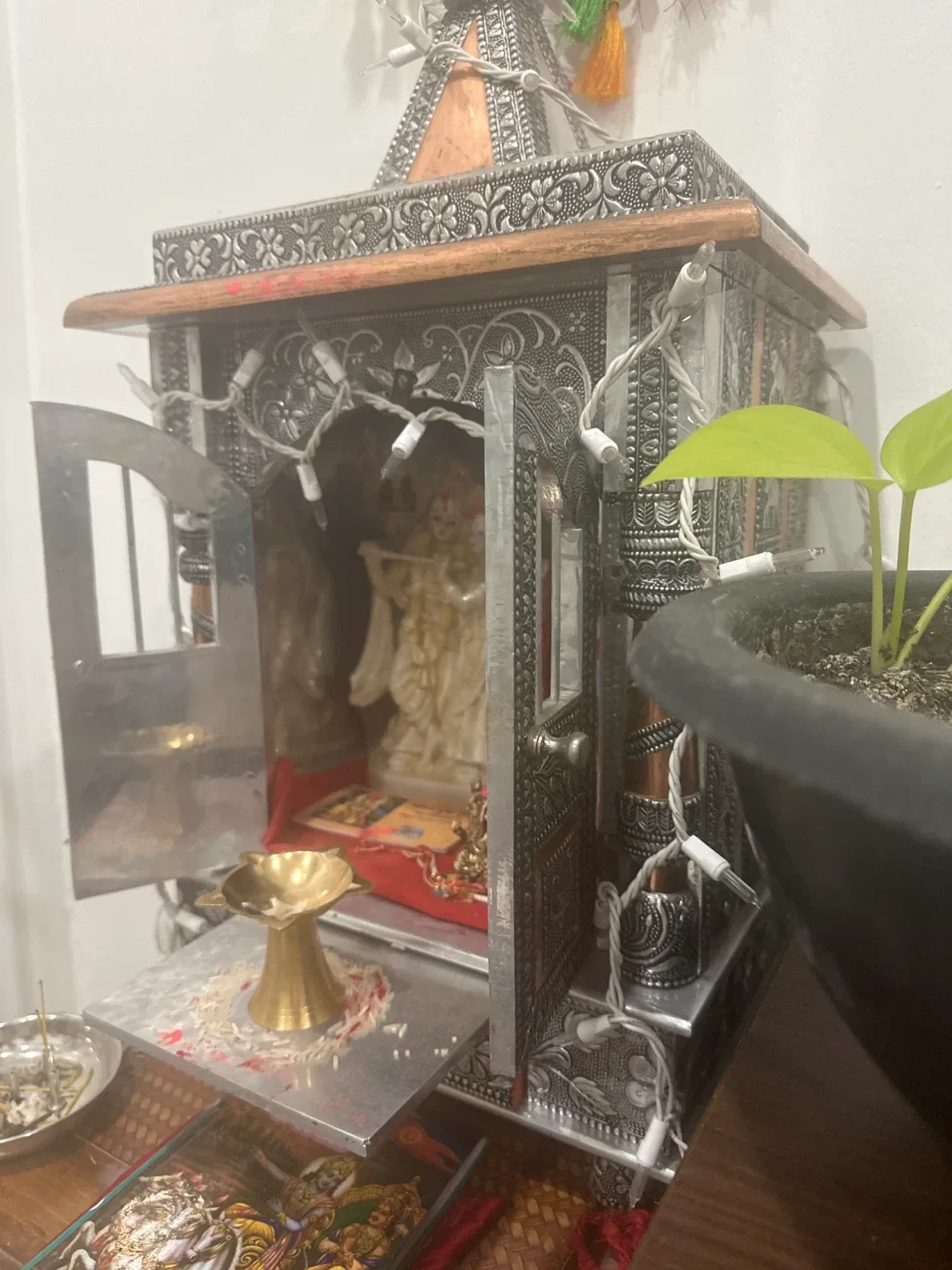 Silver temple and table