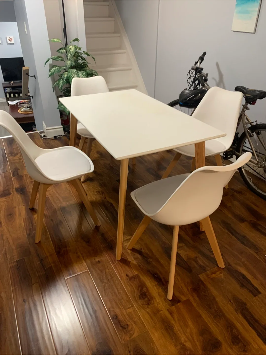 White Dining Table with 4 Chairs