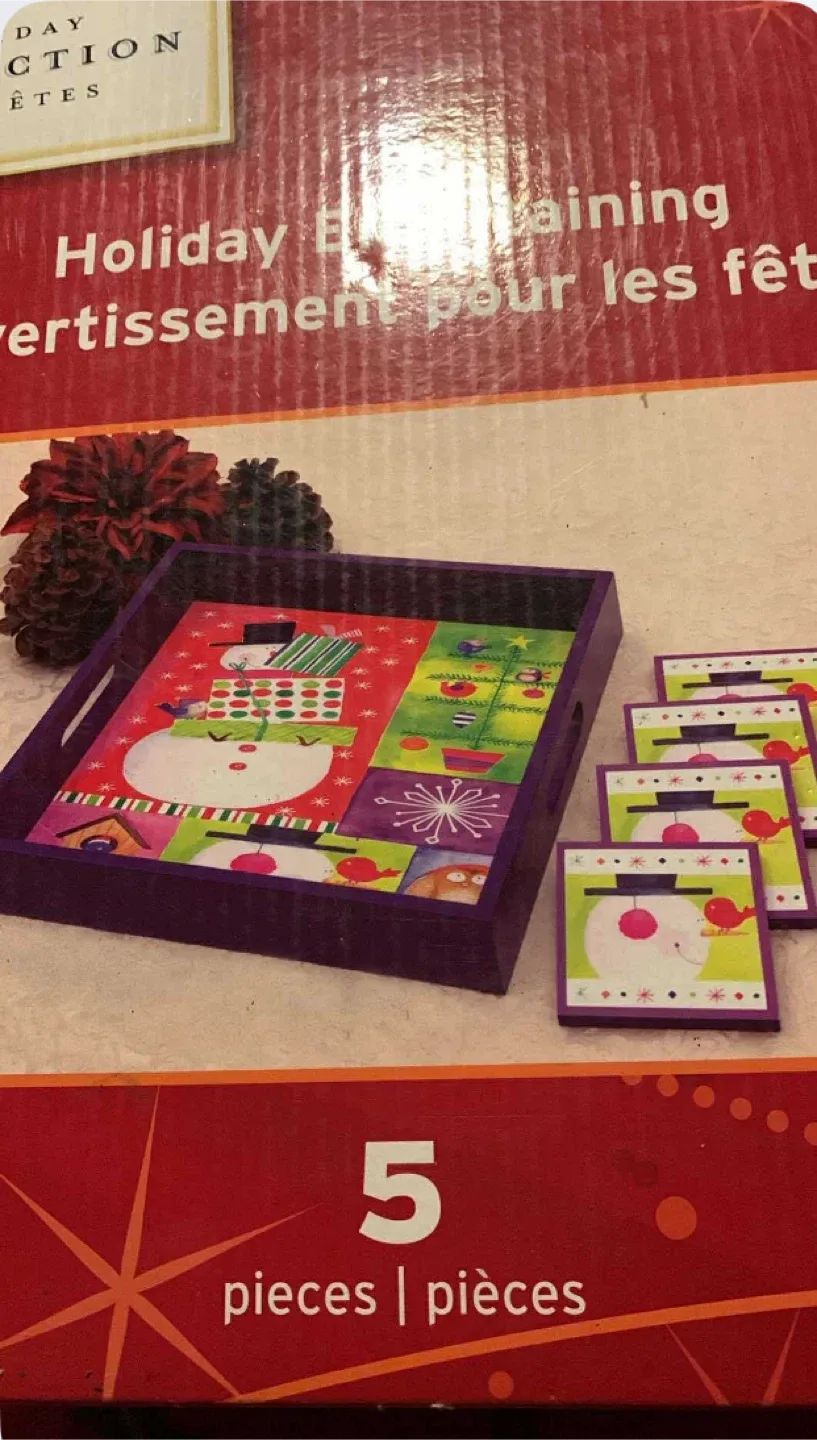 Holiday Entertaining Tray & Coaster Set - 5 Piece
