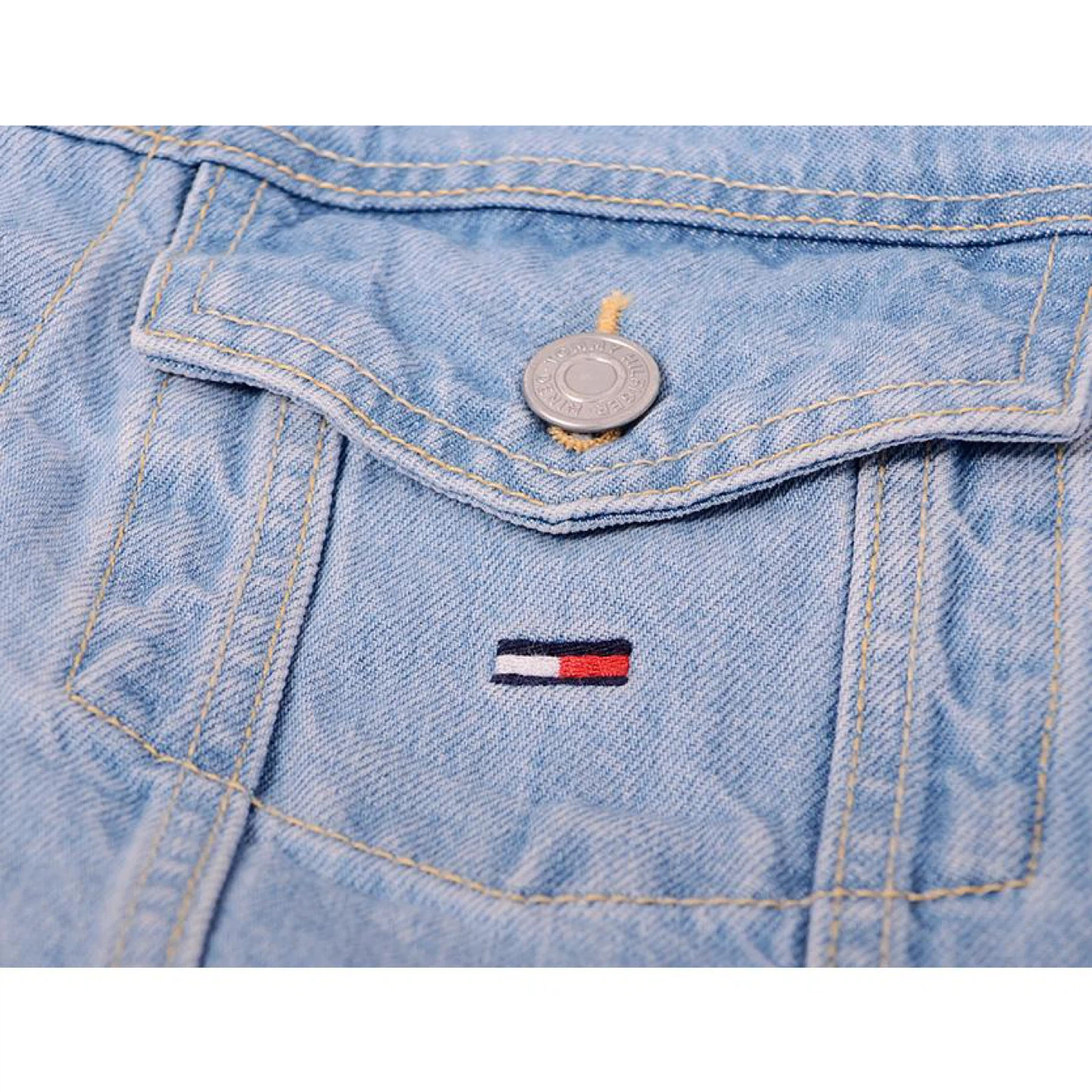 TOMMY HILFIGER UNISEX OVERSIZED DENIM JACKET ARCHIVE FLAG SZ L - photo 5