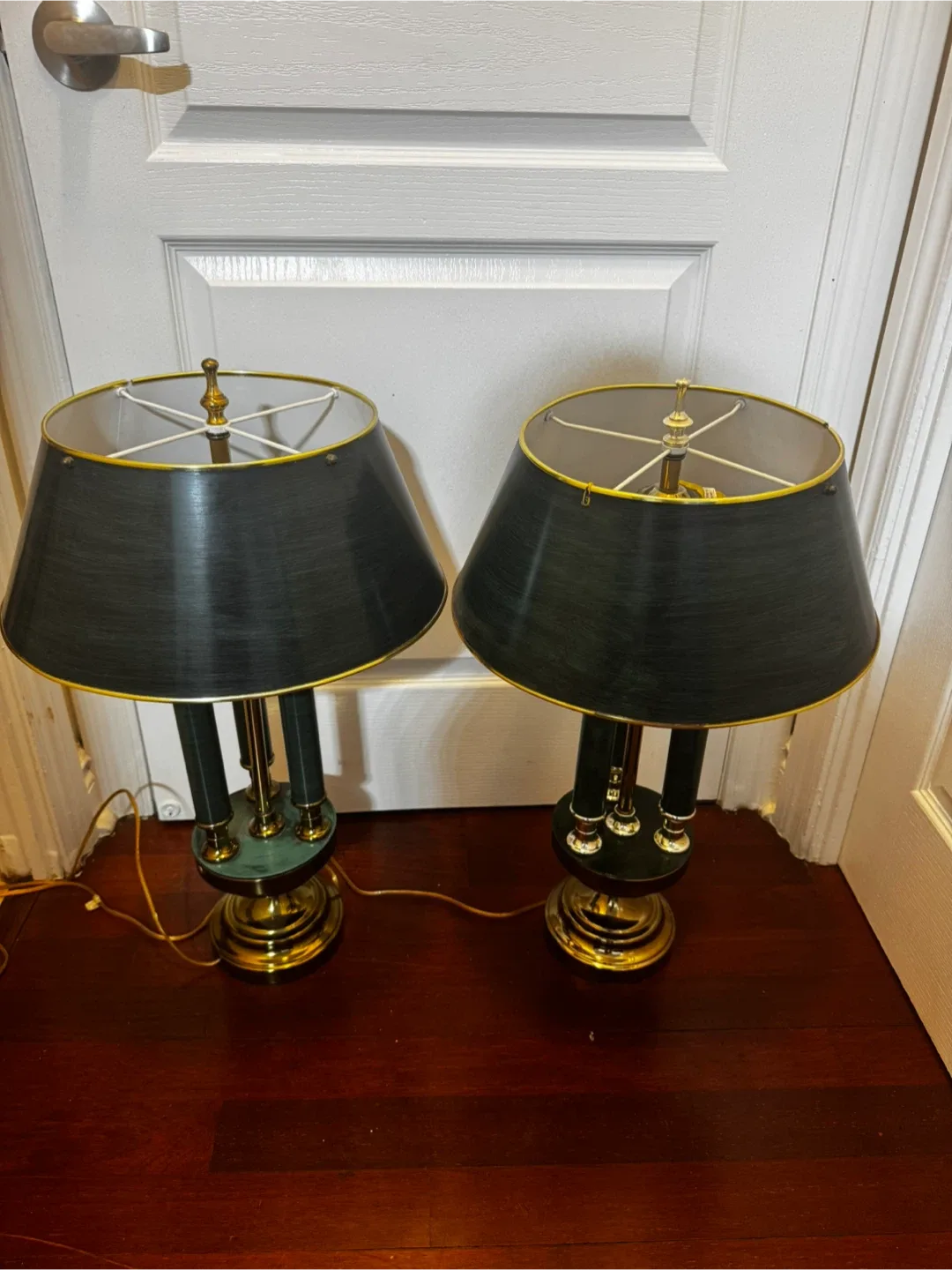 Vintage Stiffel Brass Bouillotte Table Lamp Pair