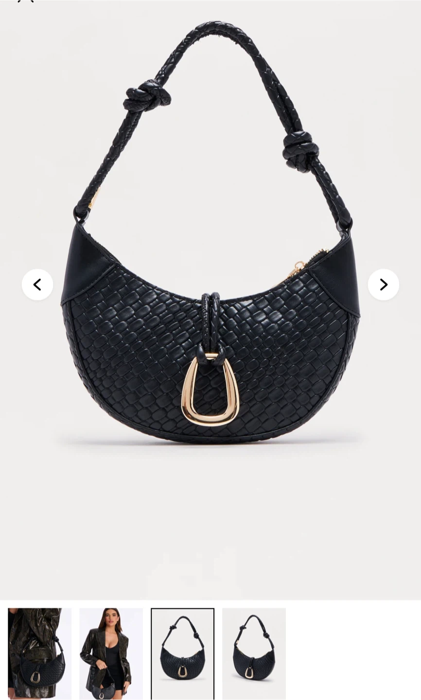 Nock Knot Faux Leather Shoulder Handbag - Black - photo 2