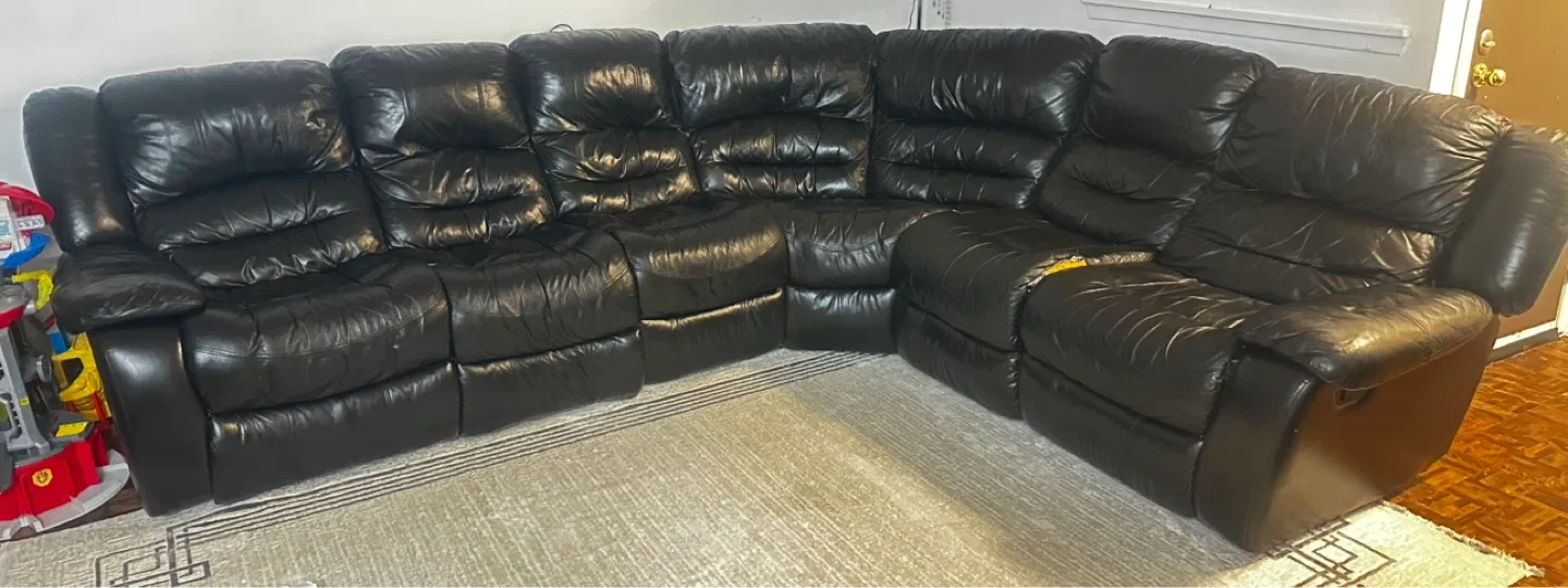 Black Leather Reclining Sectional Sofa
