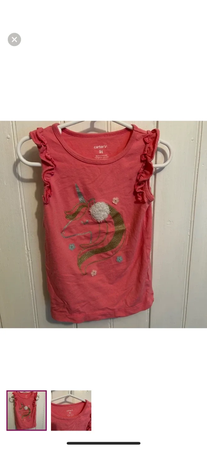 Carter's 3T Pink Unicorn Tank Top