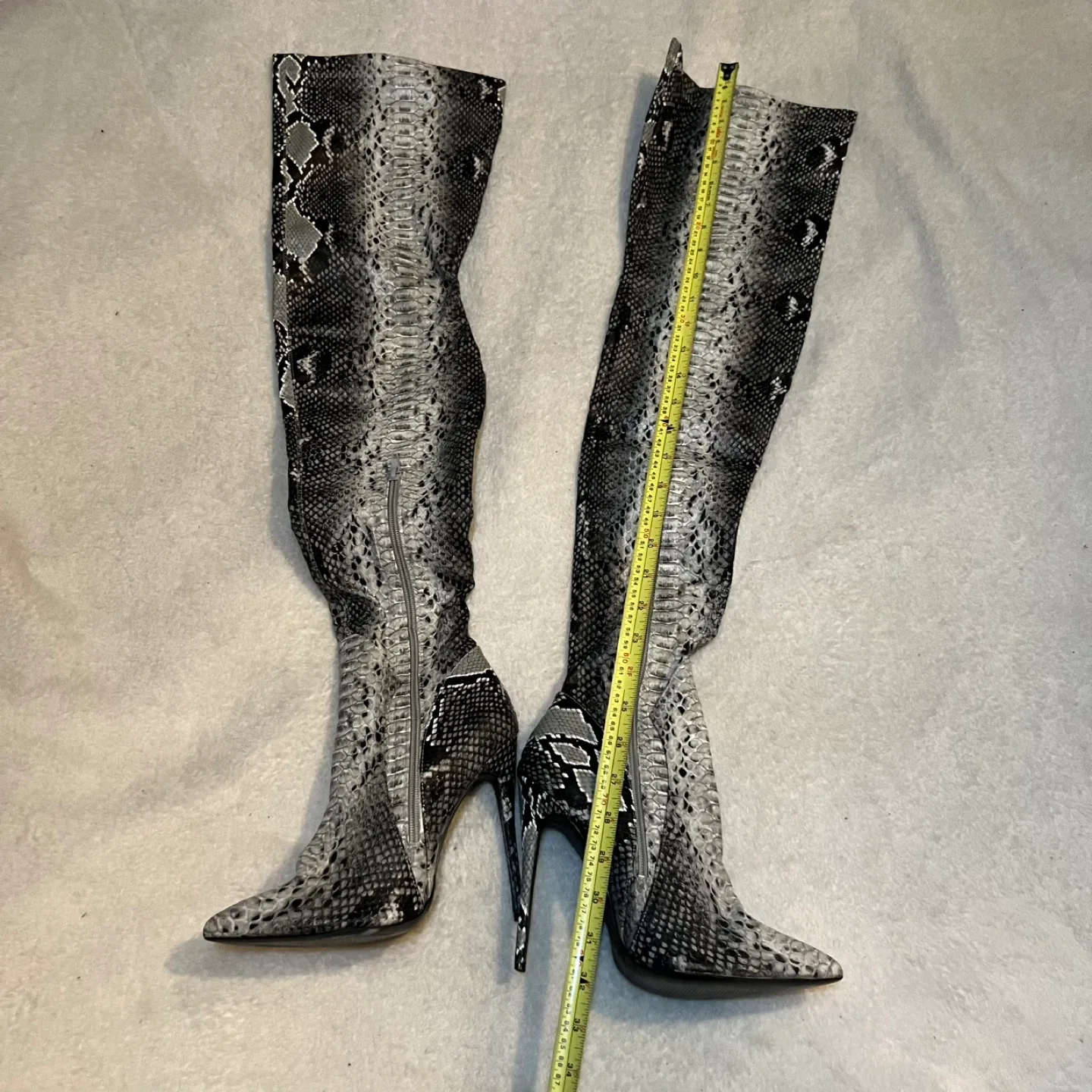 Snakeskin Over-the-Knee Boots - Size 9