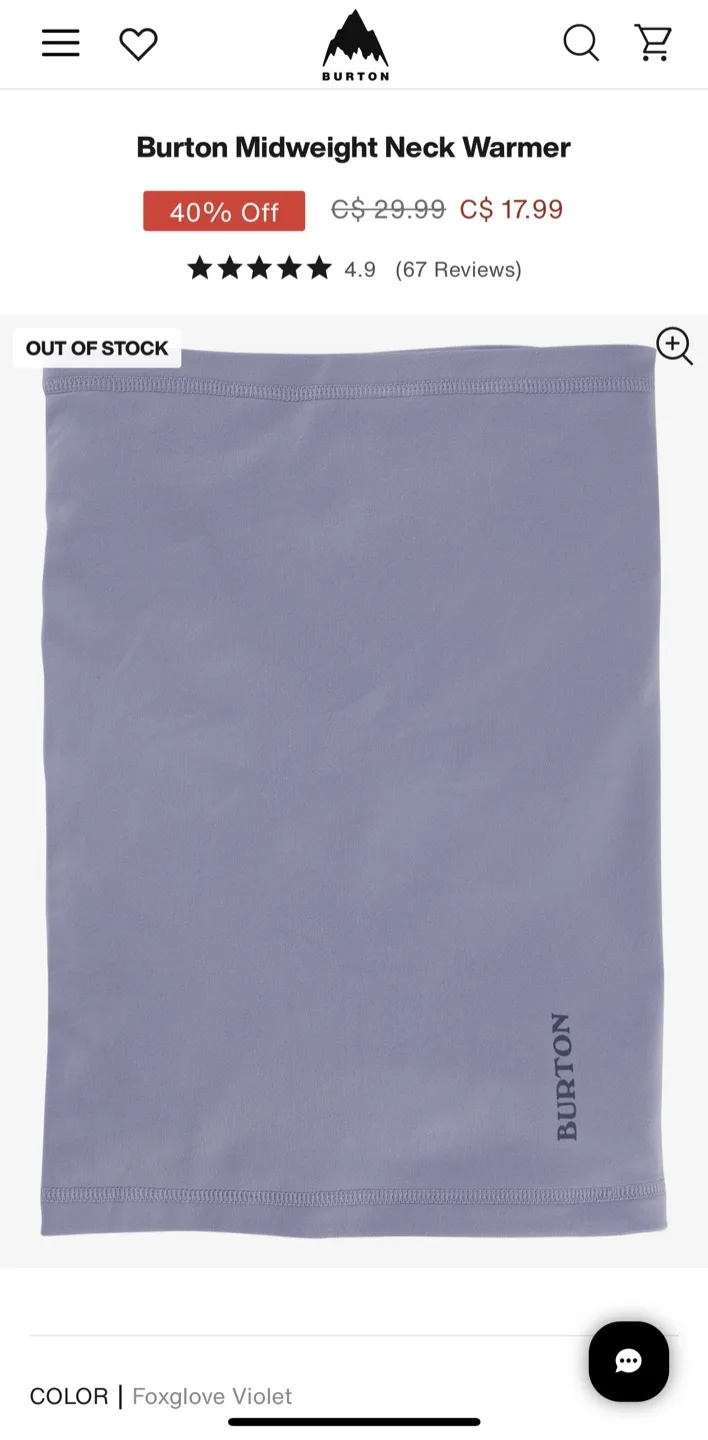 Burton Midweight Neck Warmer - Foxglove Violet