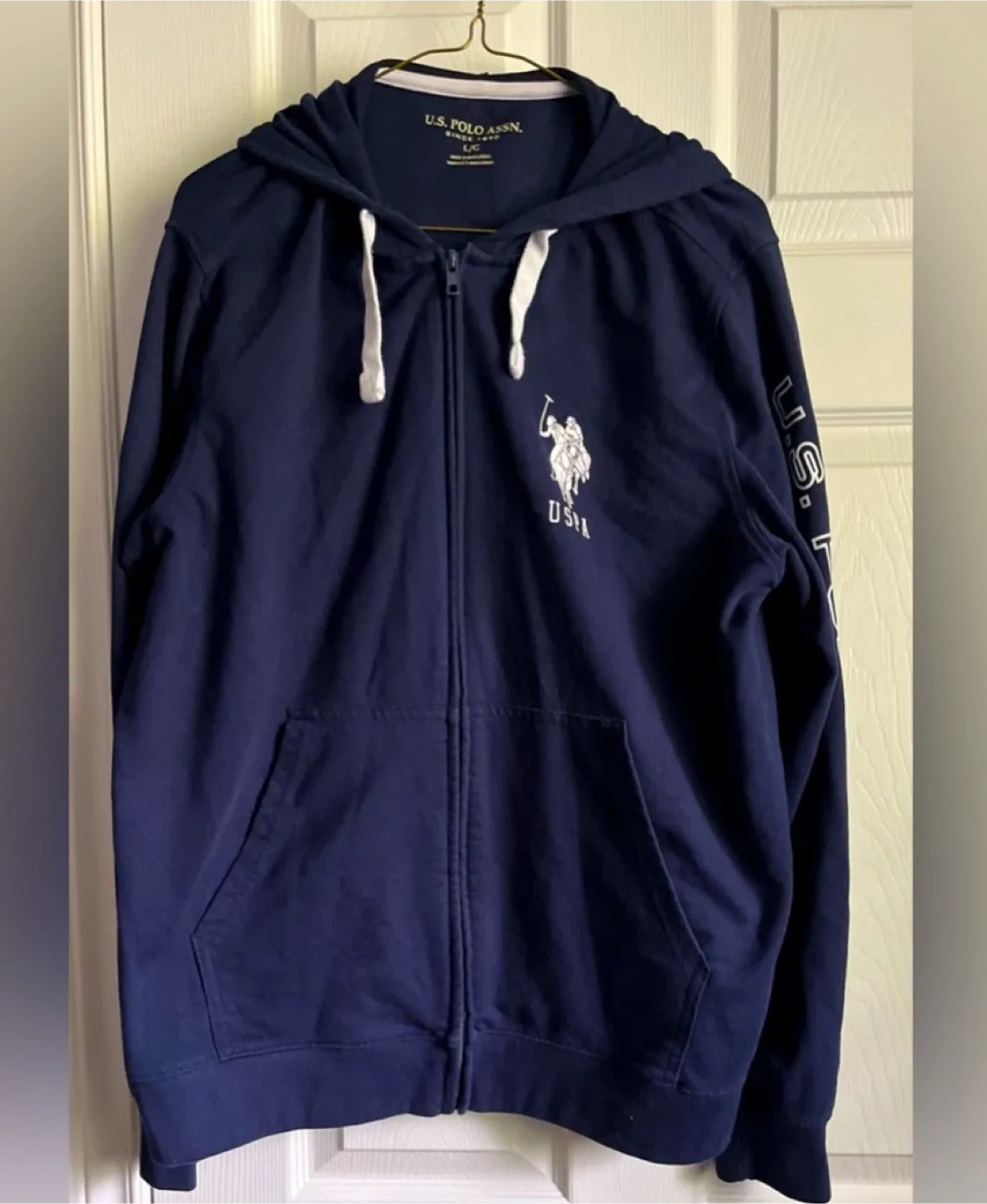 U.S. Polo Assn. Navy Blue Full Zip Hoodie - Large