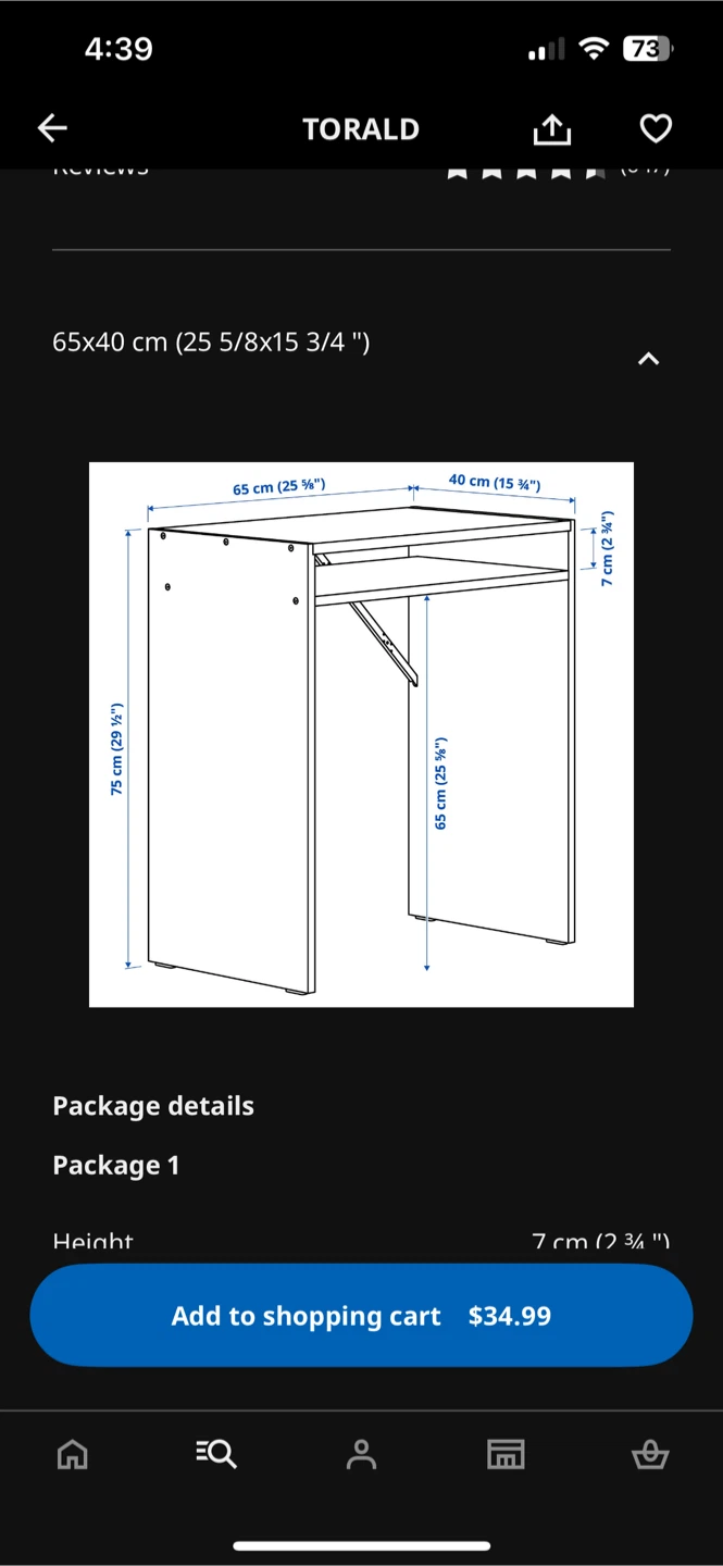 IKEA Torald Desk - White - 65x40 cm - photo 3