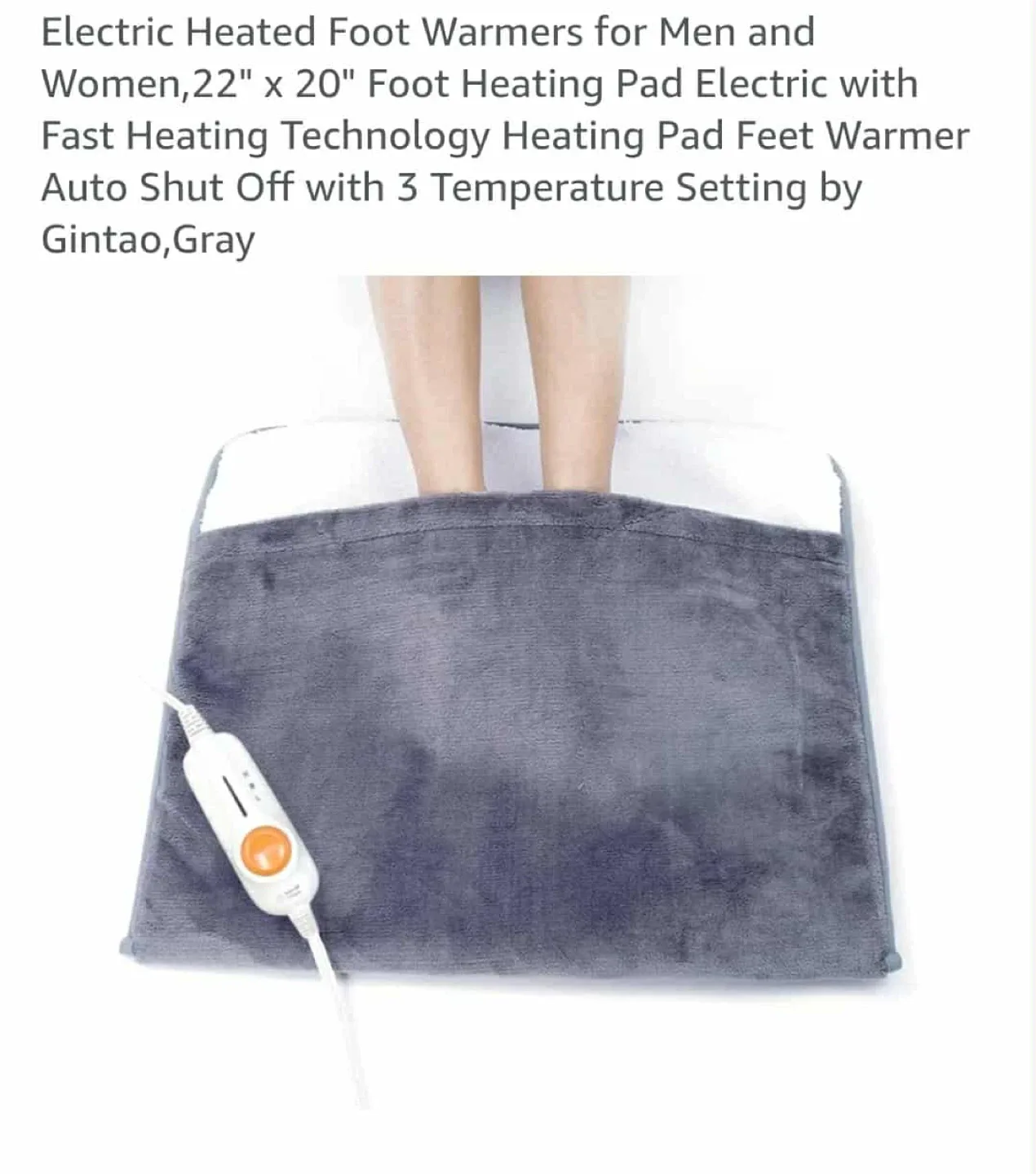 Gintao Electric Heated Foot Warmer - Gray, 22" x 20"