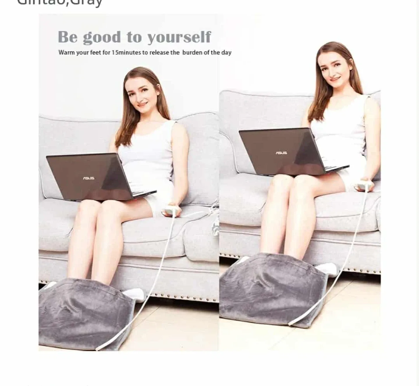 Gintao Electric Heated Foot Warmer - Gray, 22" x 20" image indicator(2)