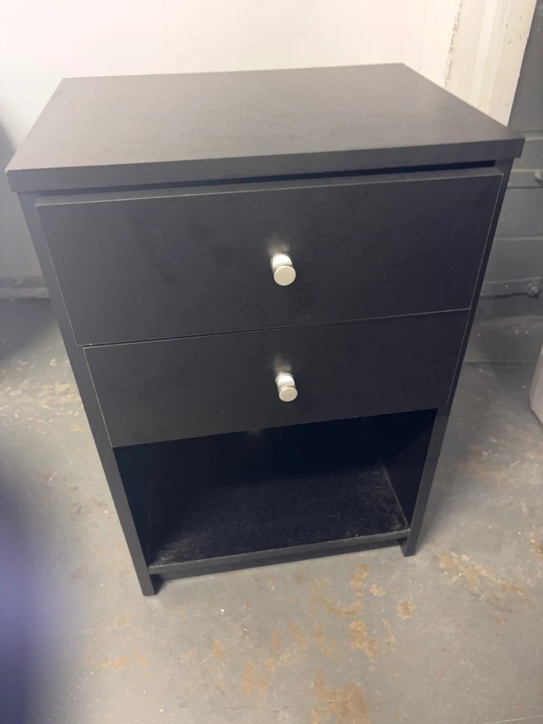 Black 2-Drawer Nightstand