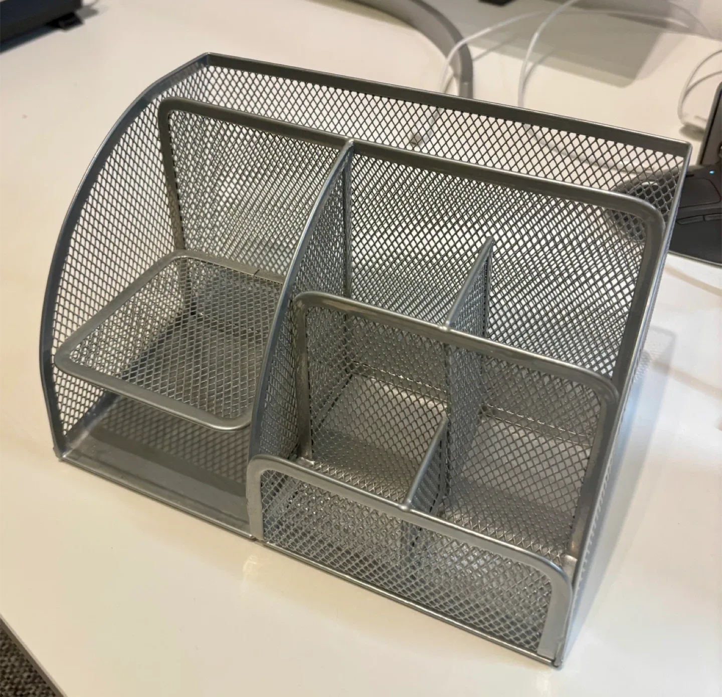Silver Mesh Desk Organizer