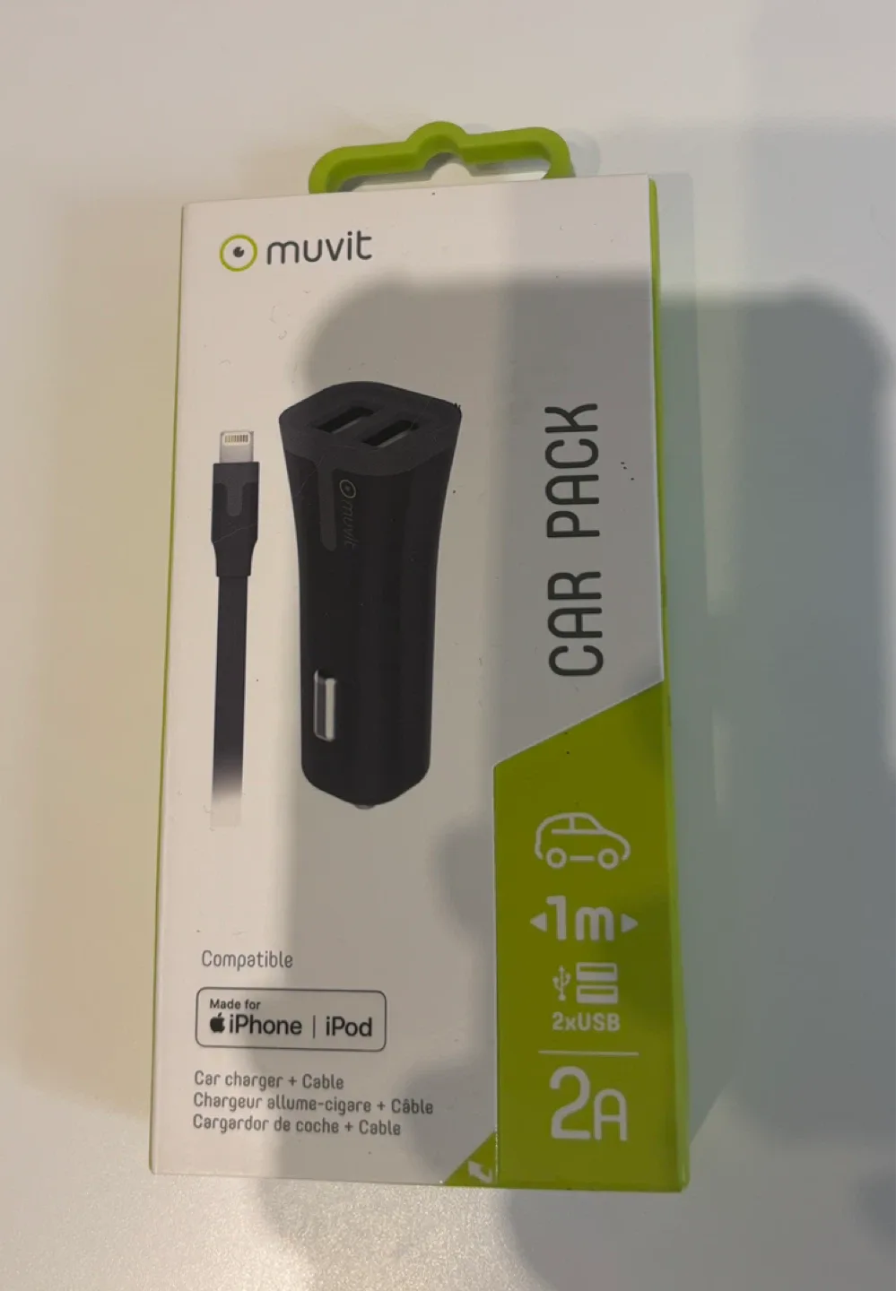 Muvit Car Charger + Cable - iPhone/iPod Compatible
