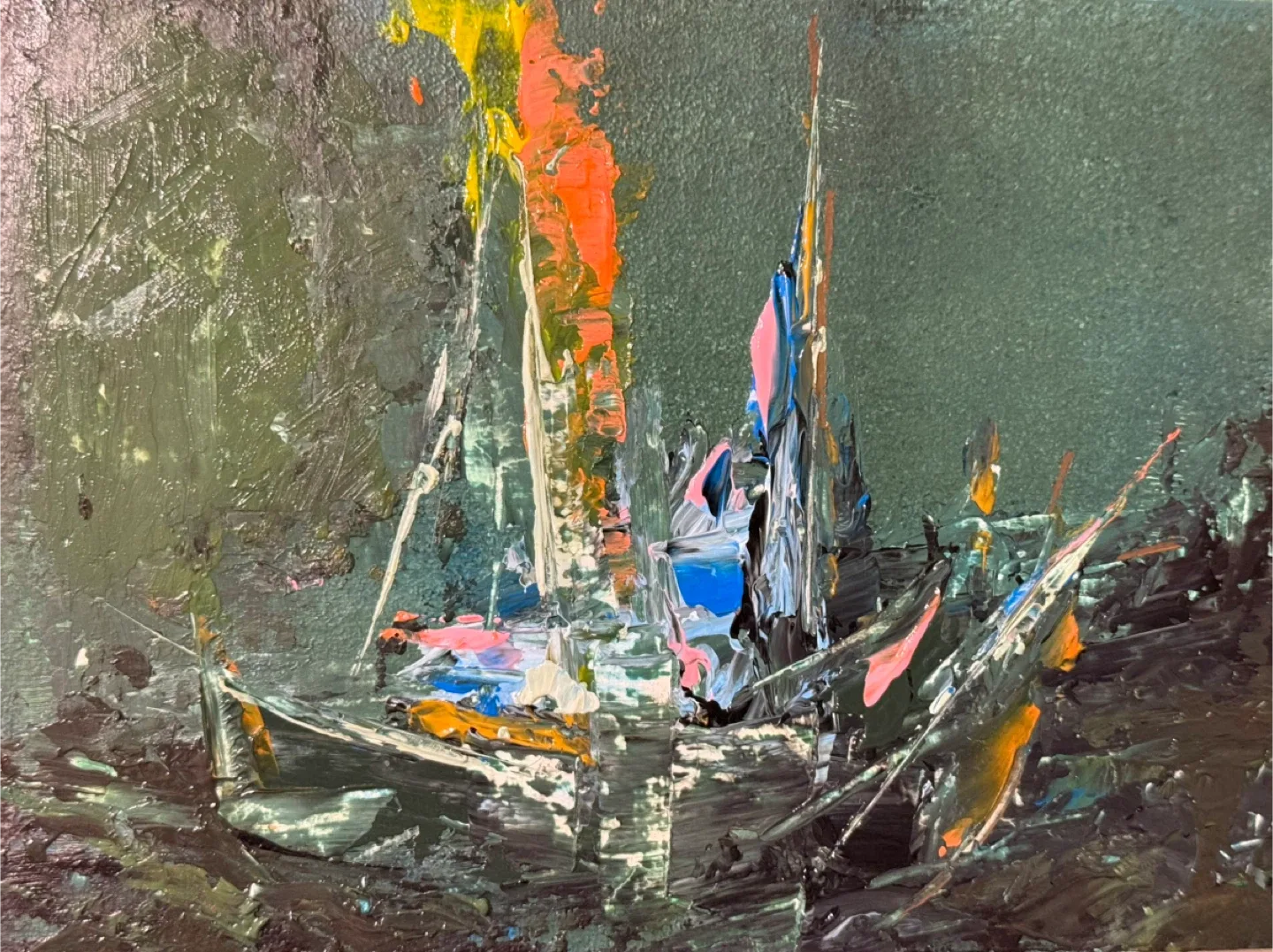 Abstract Boat Painting,6/8inch