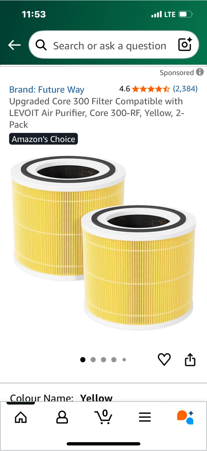 LEVOIT Core 300 Air Purifier Filter - Yellow