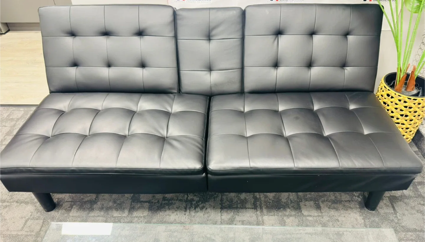 Black Faux Leather Futon