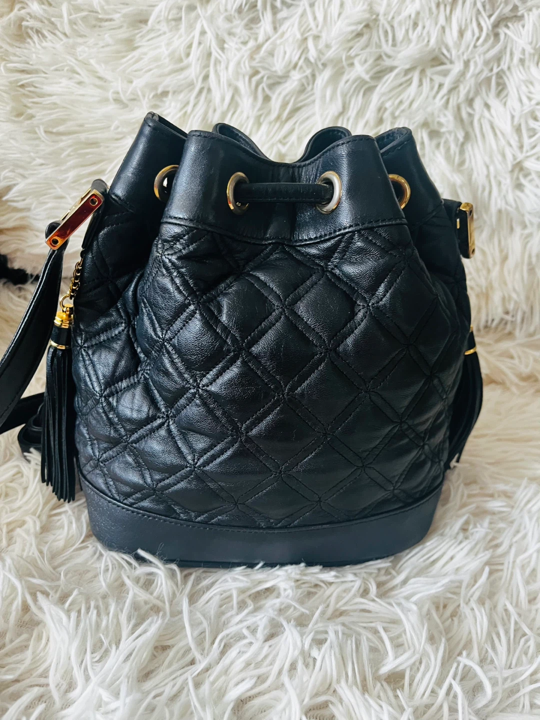 MCM Quilted Leather Bucket Bag