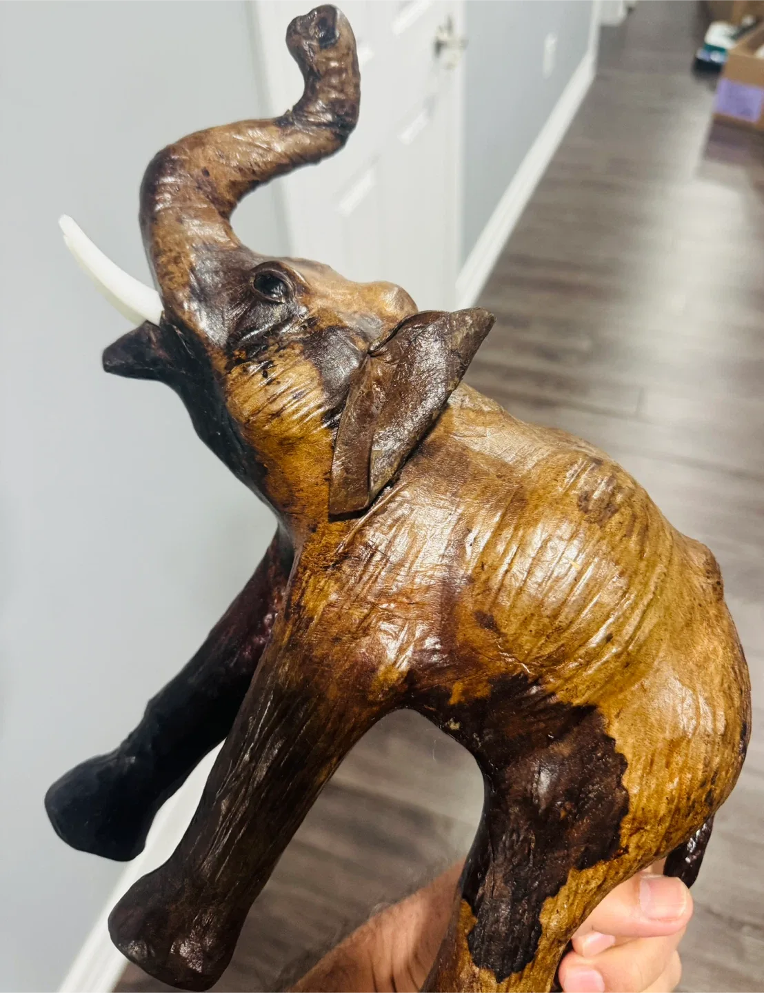 Genuine Leather Elephant Figurine great collection item