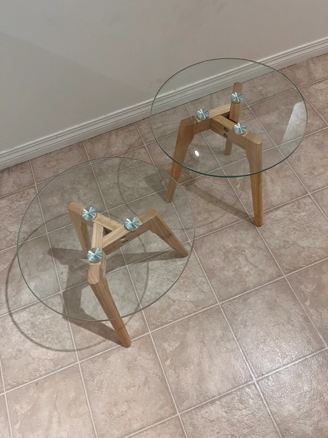 Glass Top Side Tables - Set of 2