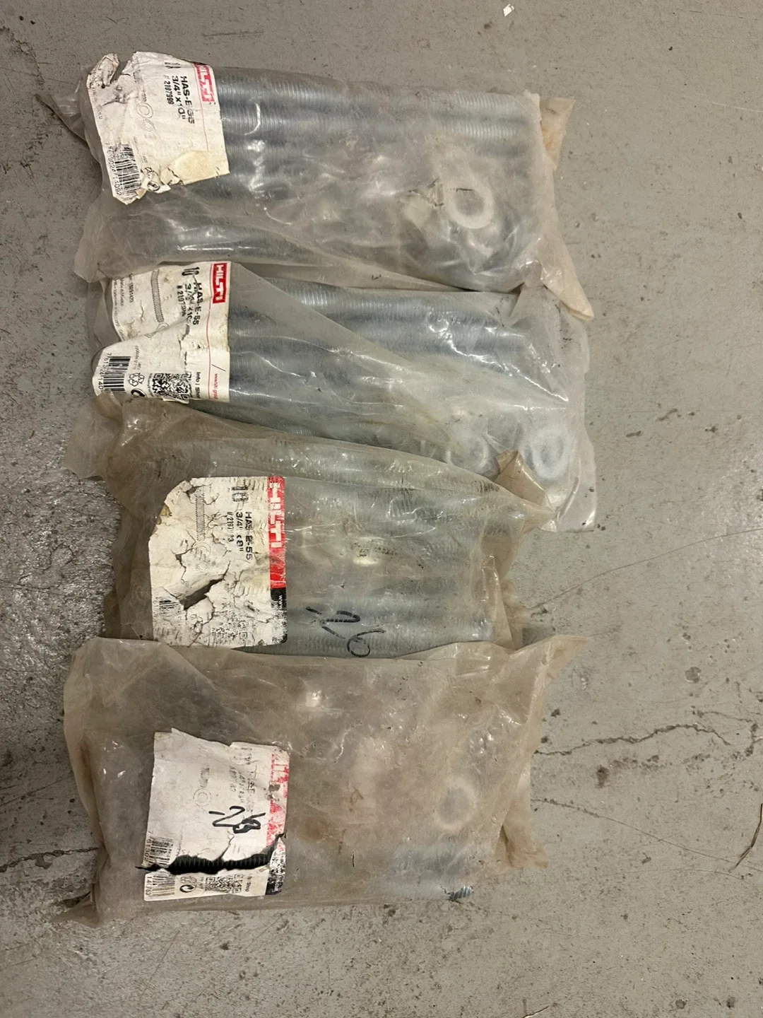 Hilti HAS-E-55 3/4" x 16" Anchors