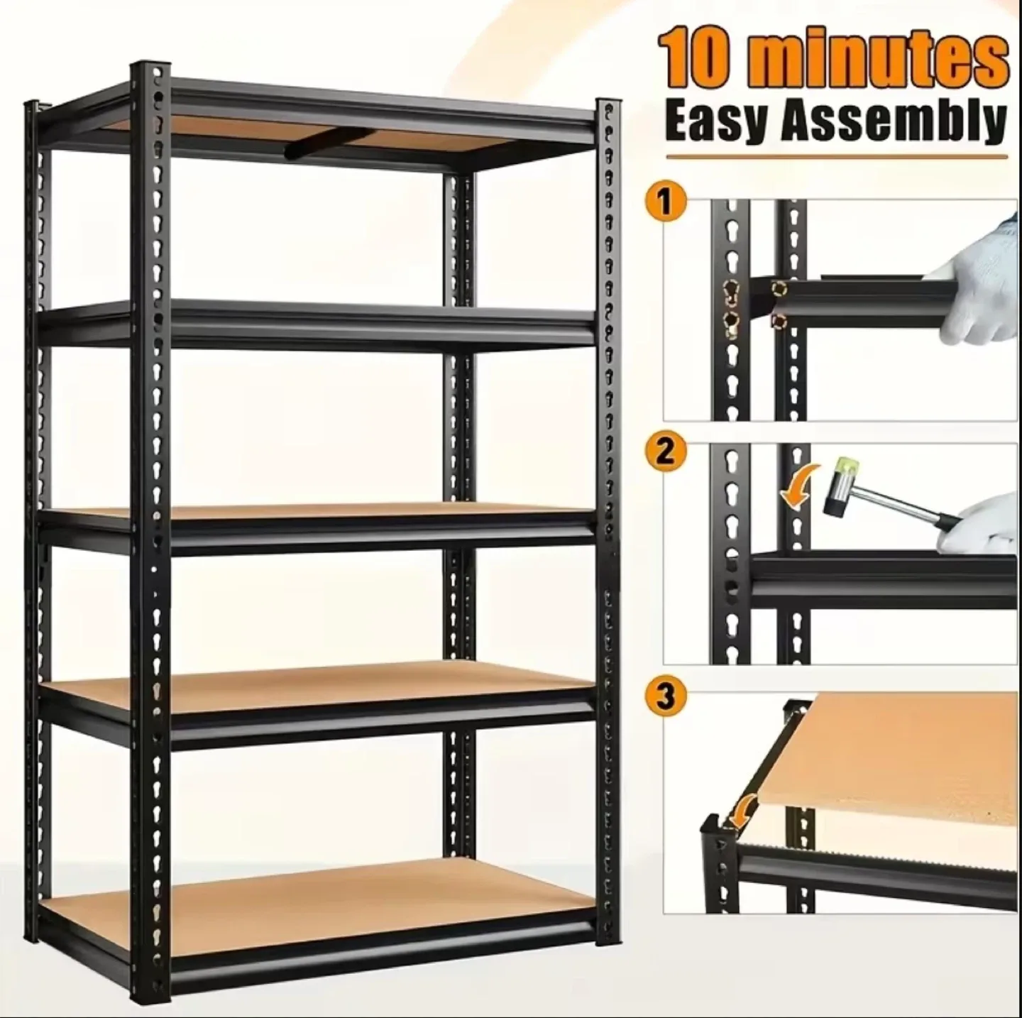 5-tier adjustable heavy-duty metal storage rack, 2000 lbs