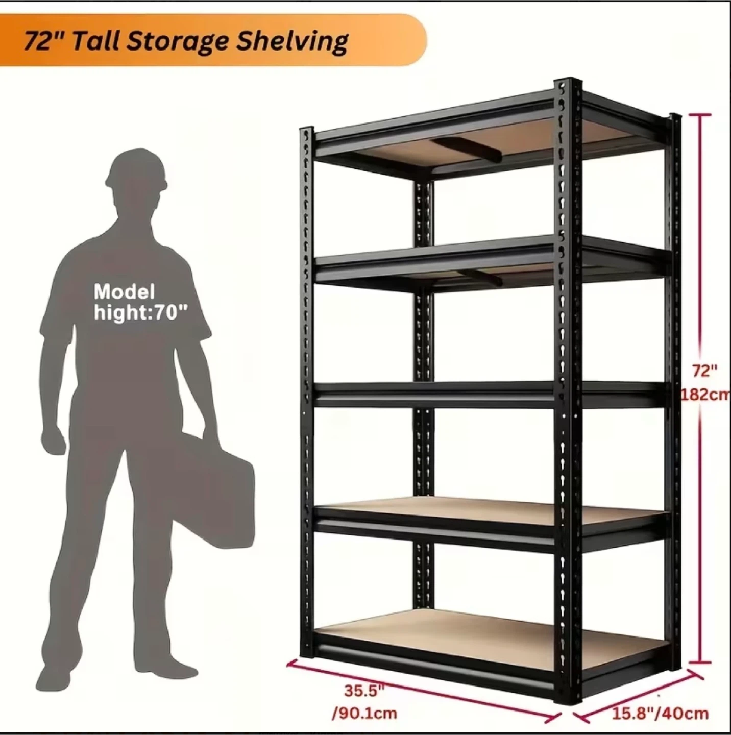 5-tier adjustable heavy-duty metal storage rack, 2000 lbs - photo 4