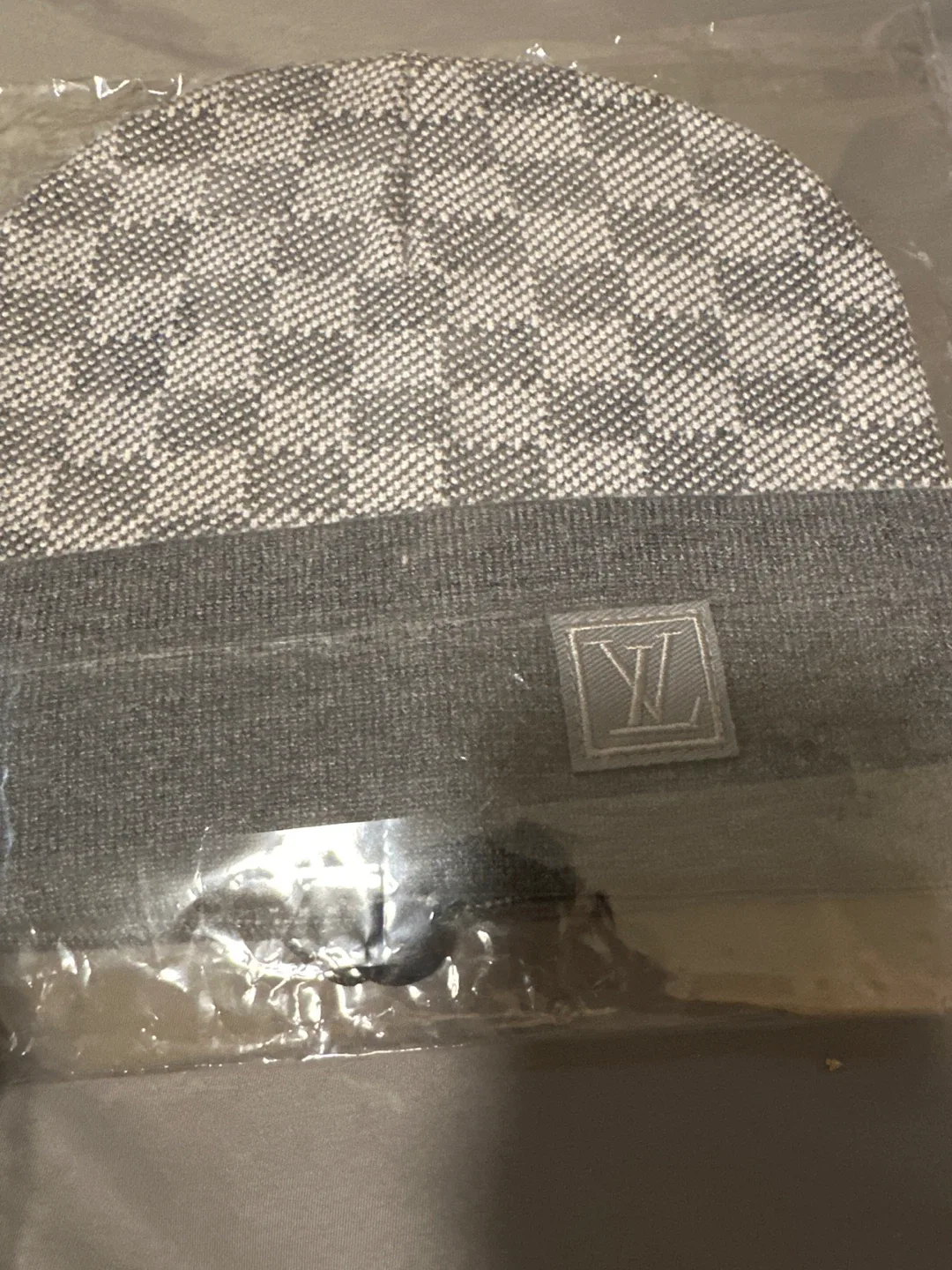Louis Vuitton Grey Beanie and Scarf Set - New